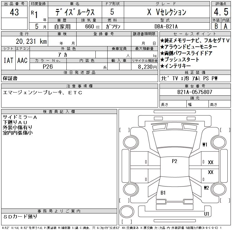 Nissan Dayz Roox  с аукциона в Японии