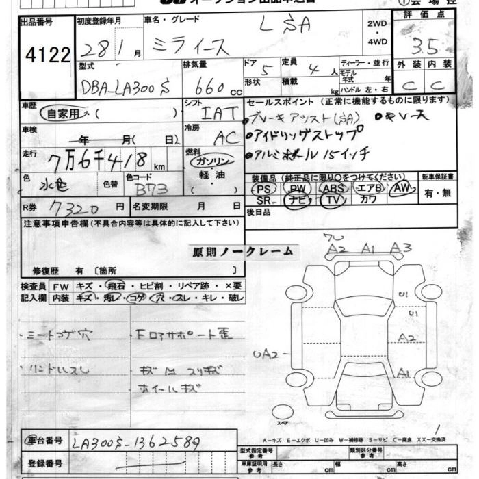 Daihatsu Mira e:S  с аукциона в Японии