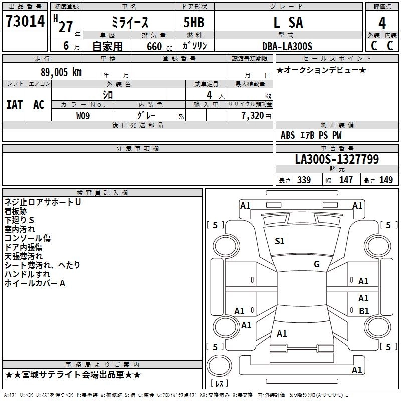 Daihatsu Mira e:S  с аукциона в Японии