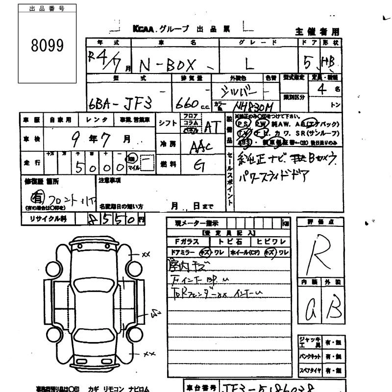 Honda N-Box  с аукциона в Японии