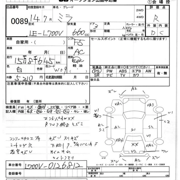 Daihatsu Mira  с аукциона в Японии
