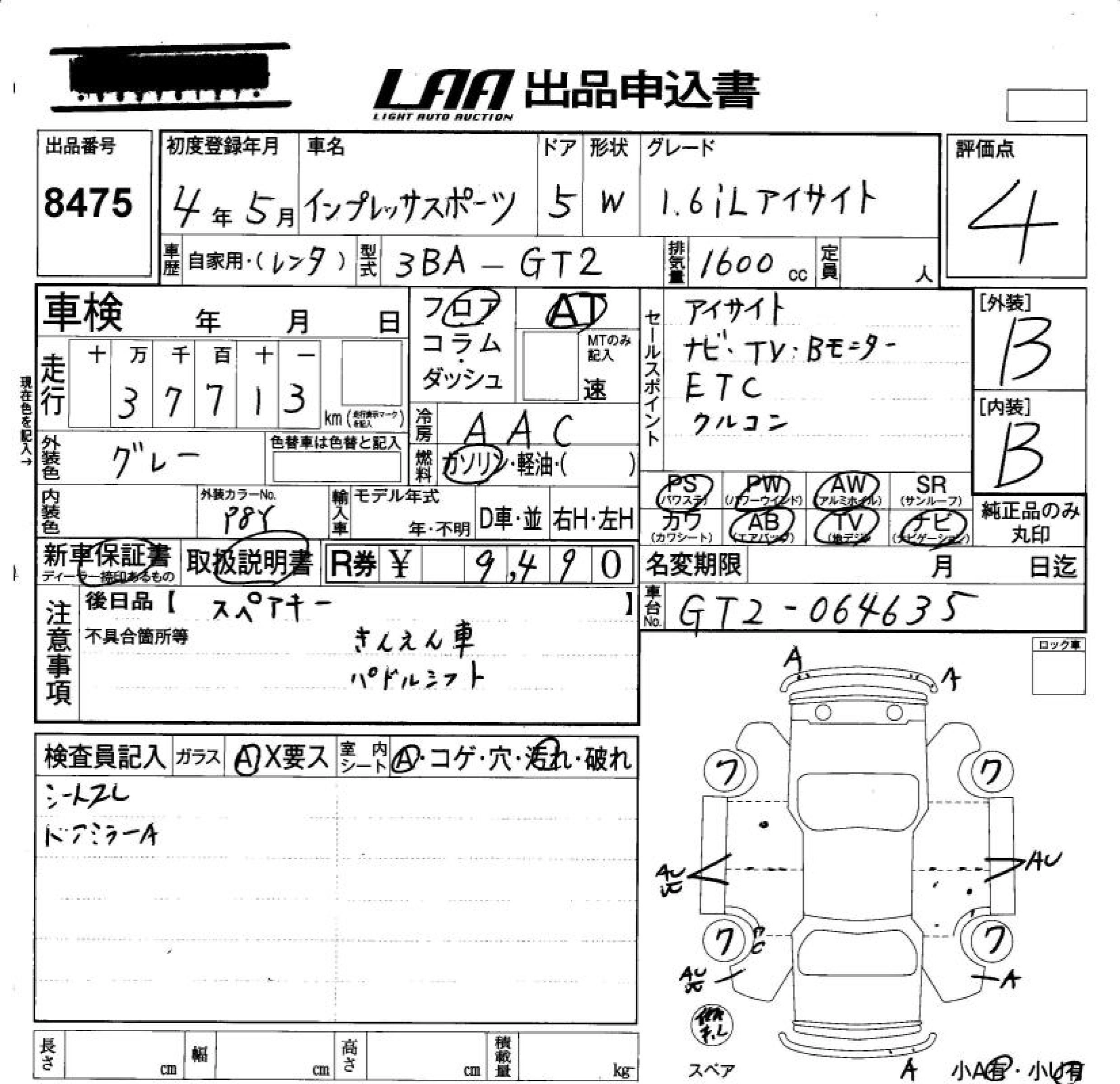 Subaru Impreza  с аукциона в Японии