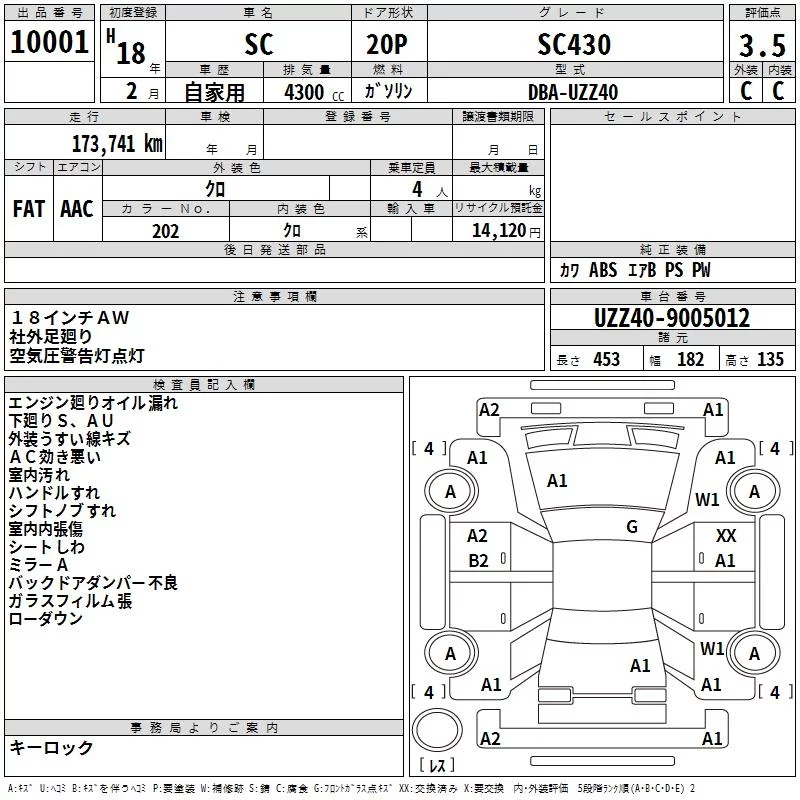 Lexus SC430  с аукциона в Японии