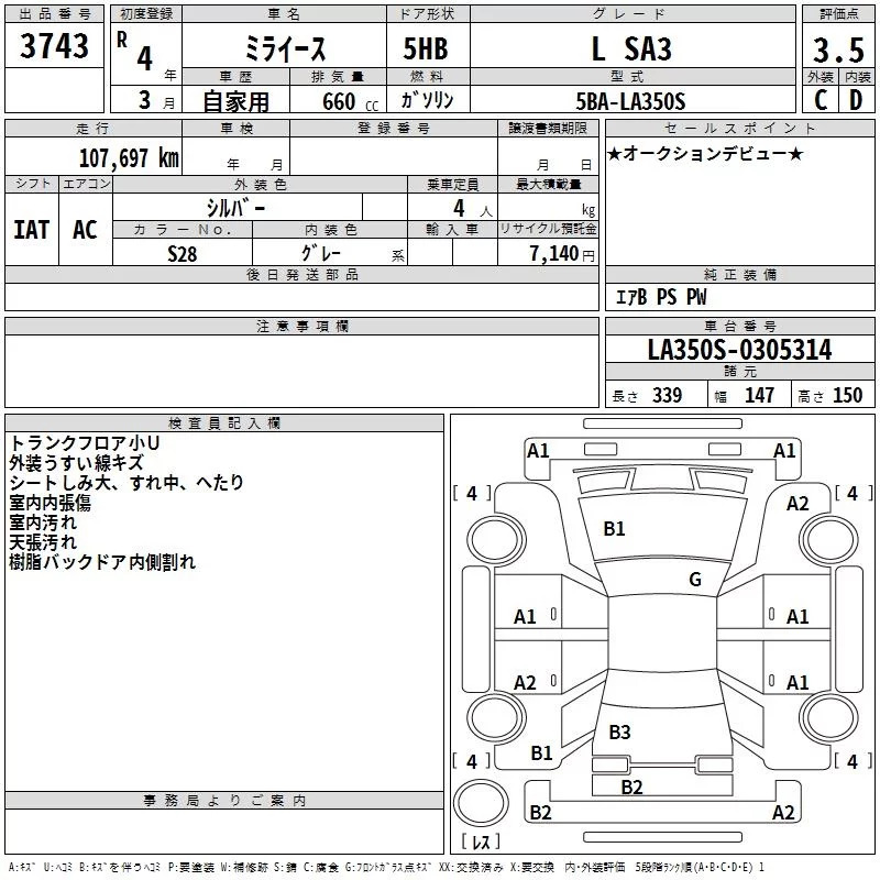 Daihatsu Mira e:S  с аукциона в Японии