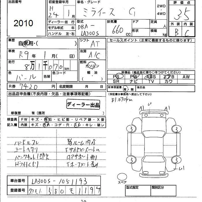 Daihatsu Mira e:S  с аукциона в Японии