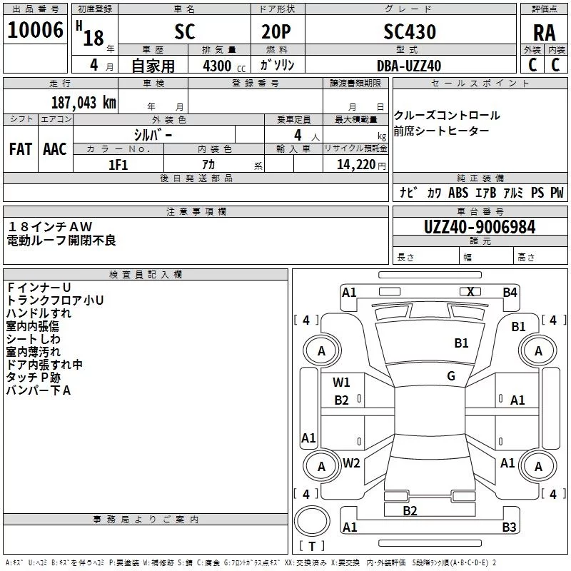 Lexus SC430  с аукциона в Японии
