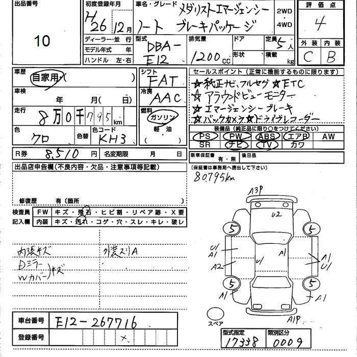 Nissan Note  с аукциона в Японии