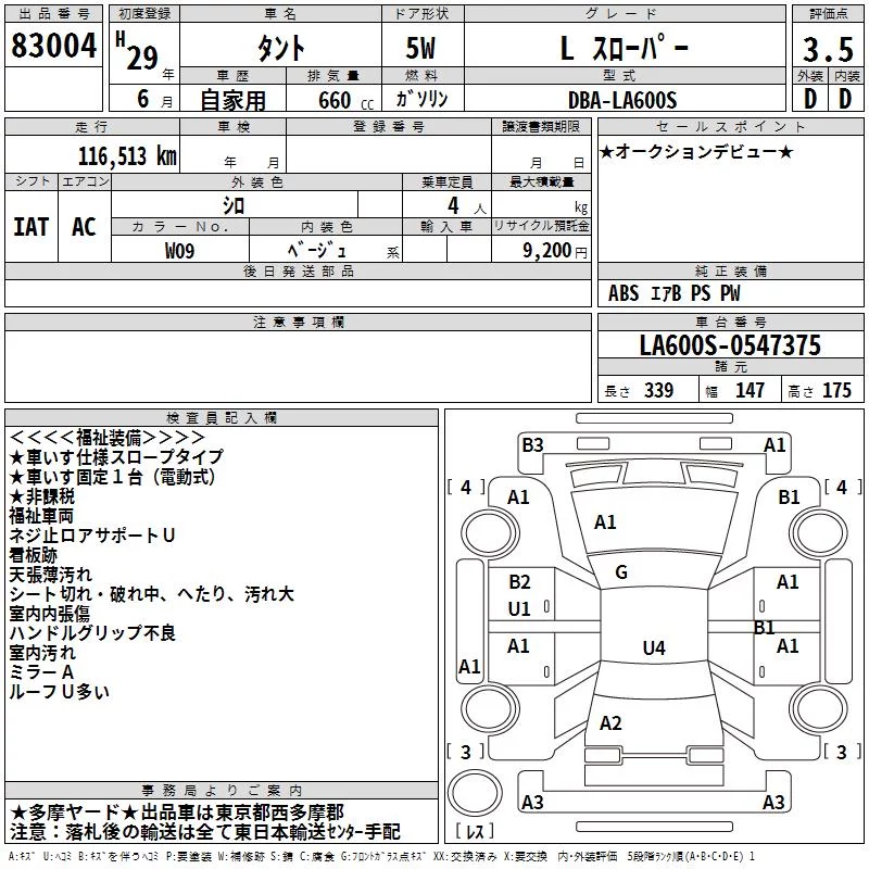Daihatsu Tanto  с аукциона в Японии