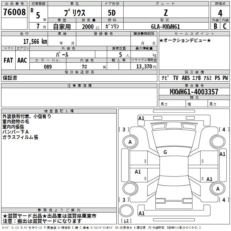 Toyota Prius  с аукциона в Японии