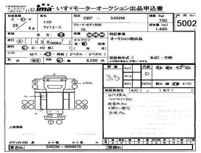 Toyota LiteAce  с аукциона в Японии
