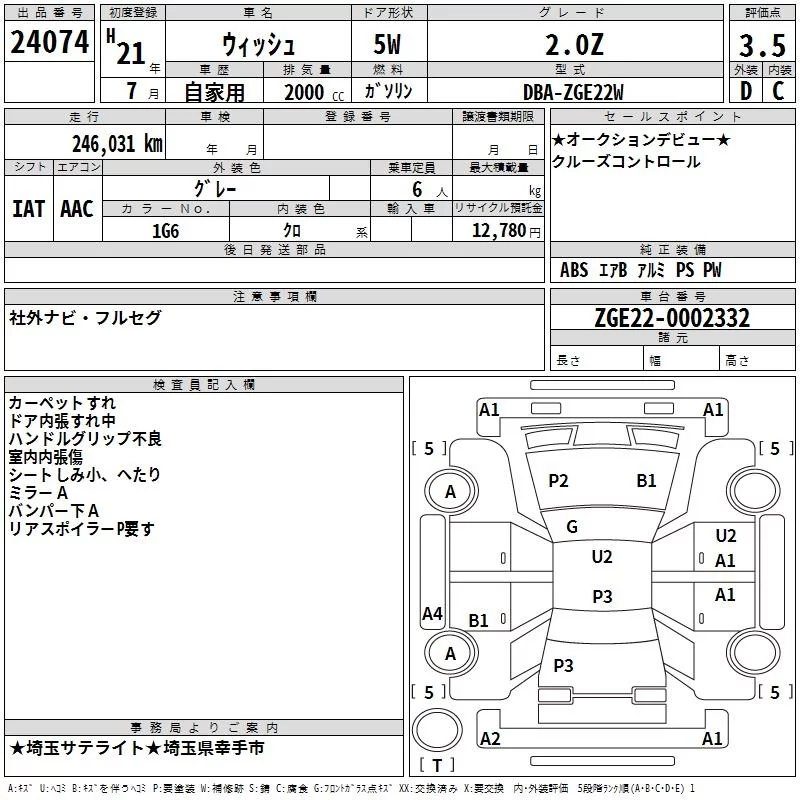 Toyota Wish  с аукциона в Японии