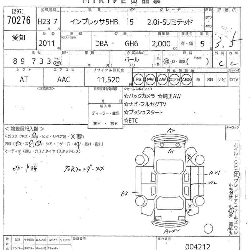 Subaru Impreza  с аукциона в Японии