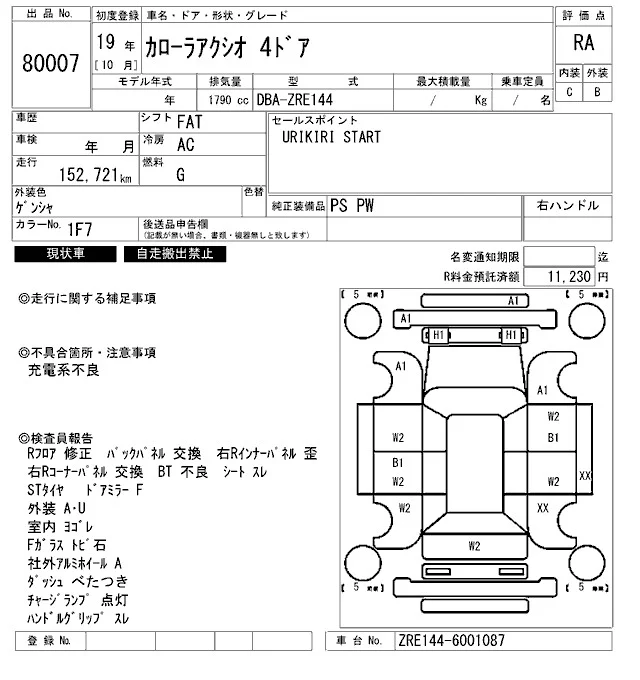 Toyota Corolla Axio  с аукциона в Японии