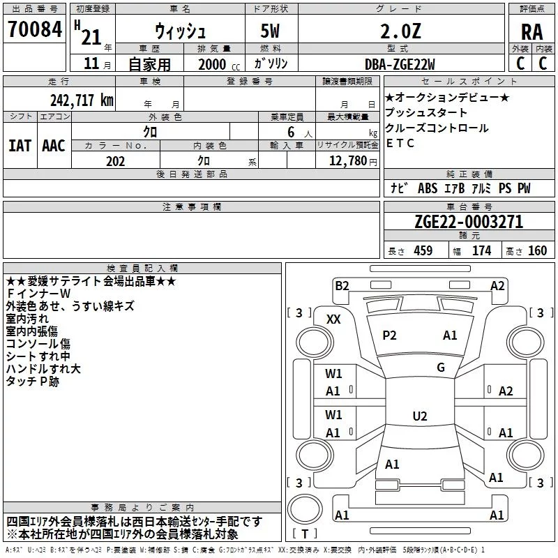 Toyota Wish  с аукциона в Японии