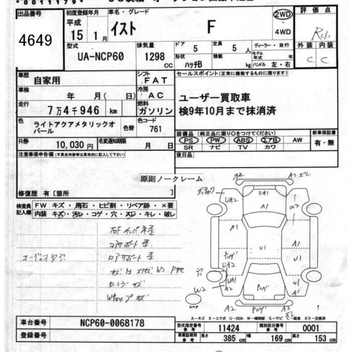 Toyota Ist  с аукциона в Японии