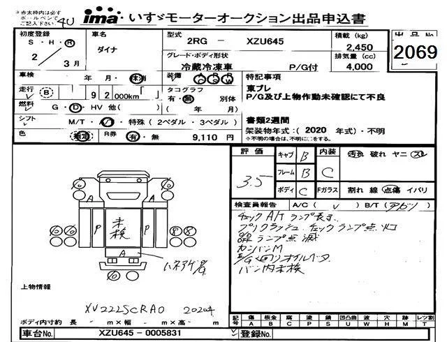 Toyota Dyna  с аукциона в Японии