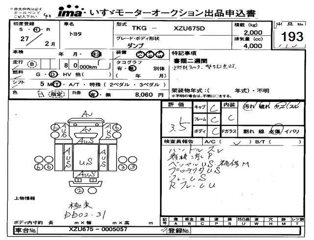 Toyota Dyna  с аукциона в Японии