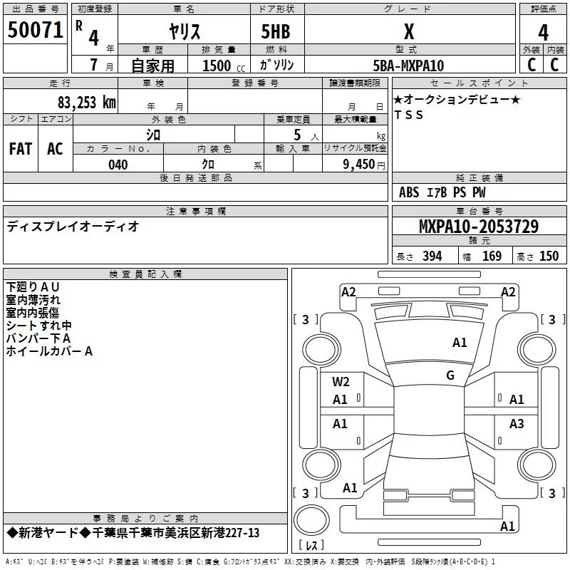 Toyota Yaris  с аукциона в Японии
