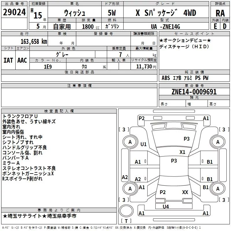 Toyota Wish  с аукциона в Японии