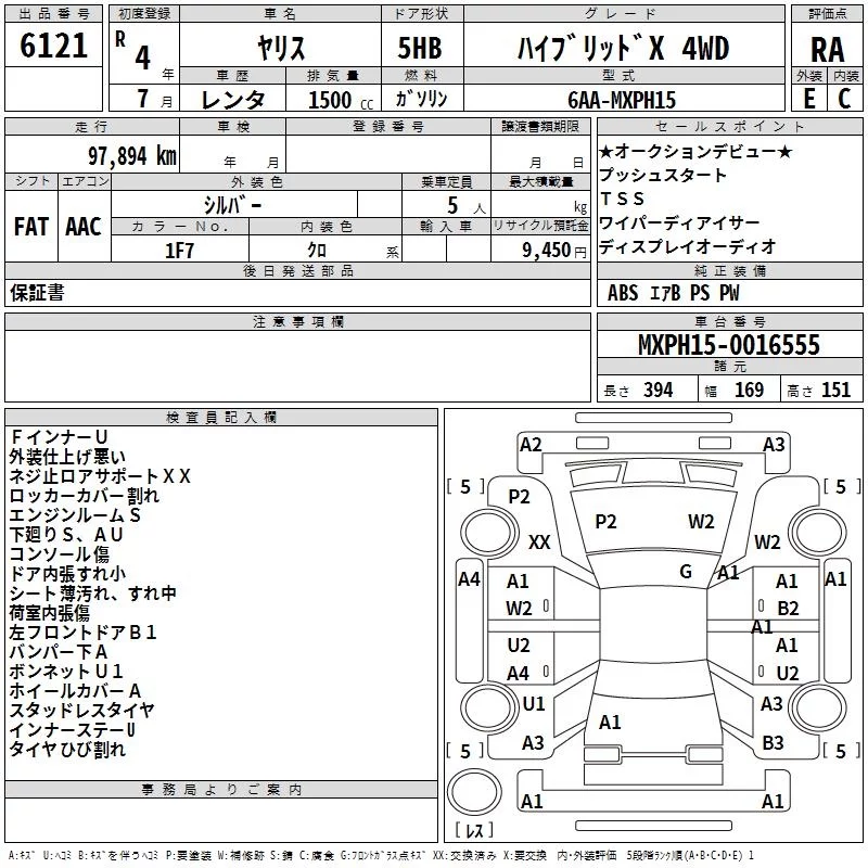 Toyota Yaris  с аукциона в Японии