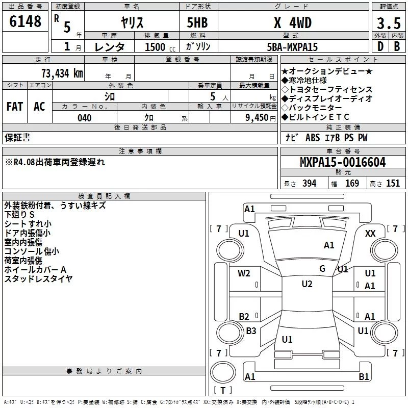Toyota Yaris  с аукциона в Японии