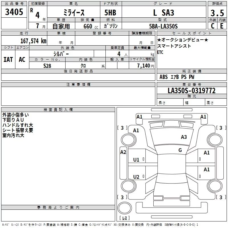 Daihatsu Mira e:S  с аукциона в Японии