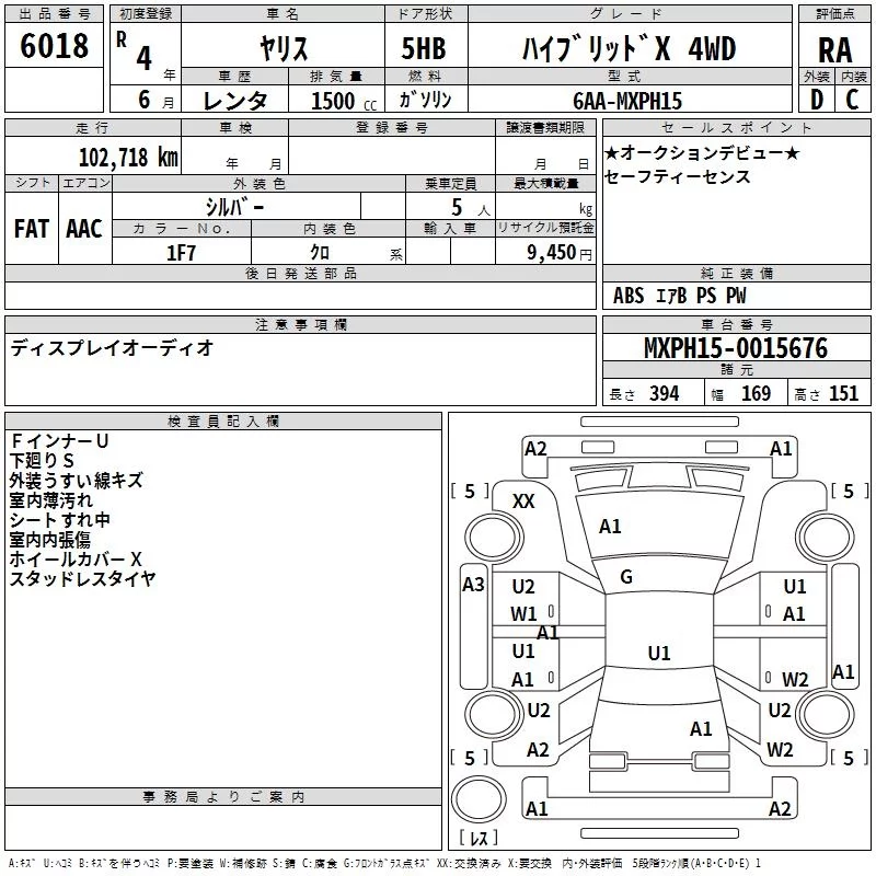 Toyota Yaris  с аукциона в Японии