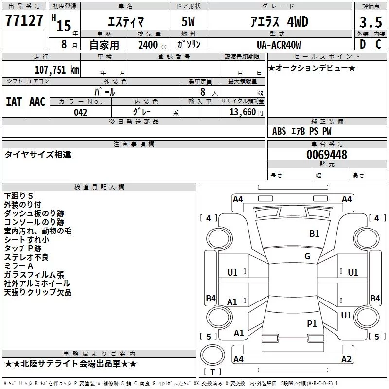 Toyota Estima  с аукциона в Японии