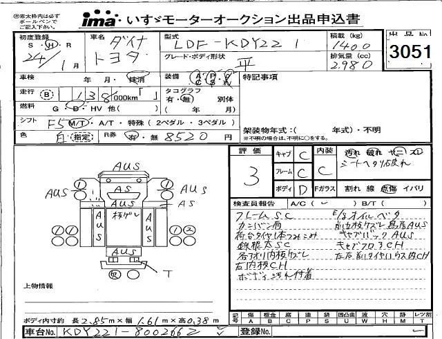 Toyota Dyna  с аукциона в Японии