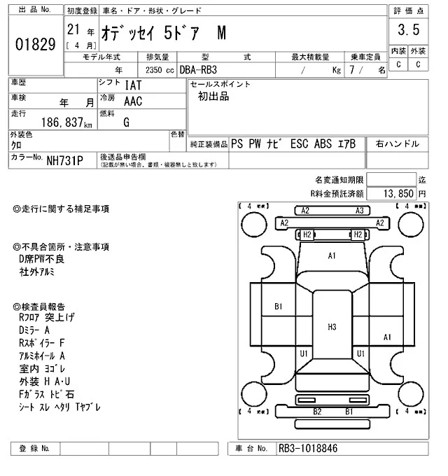 Honda Odyssey  с аукциона в Японии