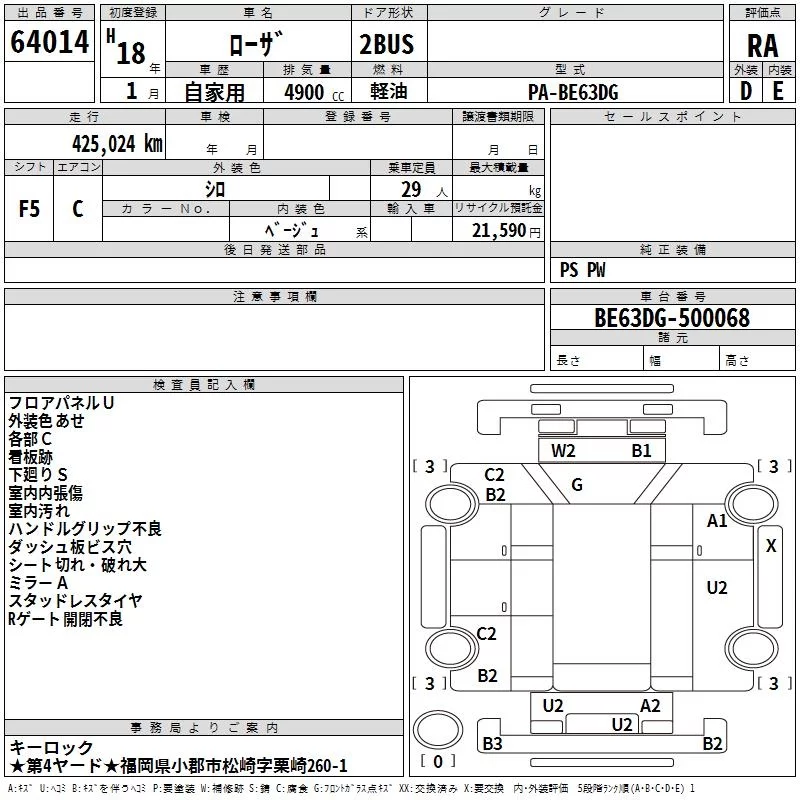 Mitsubishi FUSO ROSA  с аукциона в Японии
