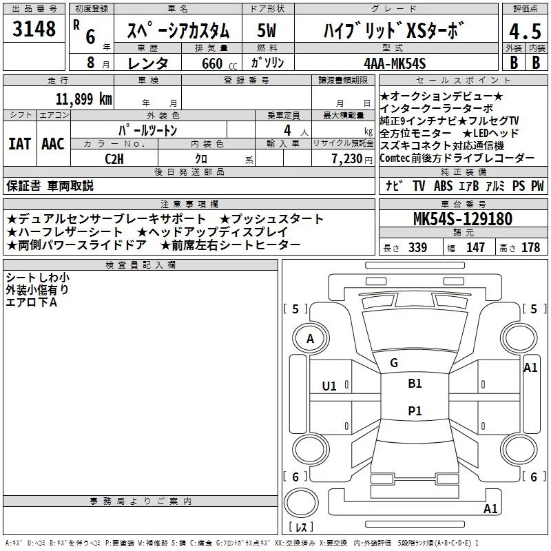 Suzuki Spacia Custom  с аукциона в Японии