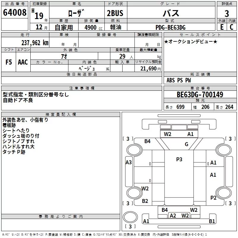 Mitsubishi FUSO ROSA  с аукциона в Японии