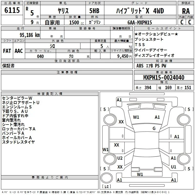 Toyota Yaris  с аукциона в Японии