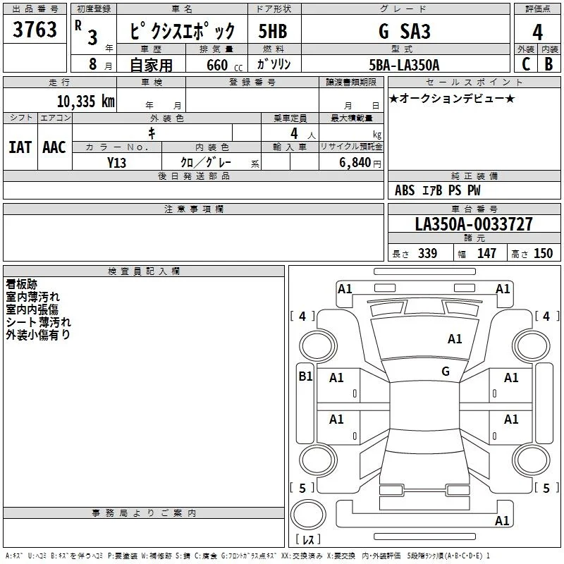 Toyota Pixis Epoch G SA3, миниатюра 3