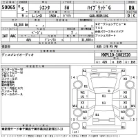 Цена авто Toyota Sienta с аукционов Японии, номер кузова MXPL10G, пробег 68 000, оценка 7