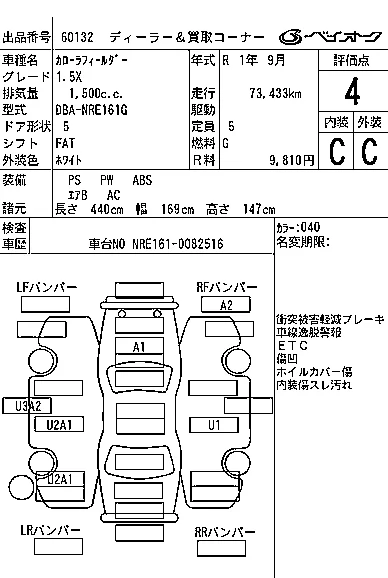 TOYOTA COROLLA FIELDER, 2019 — лот японского аукциона