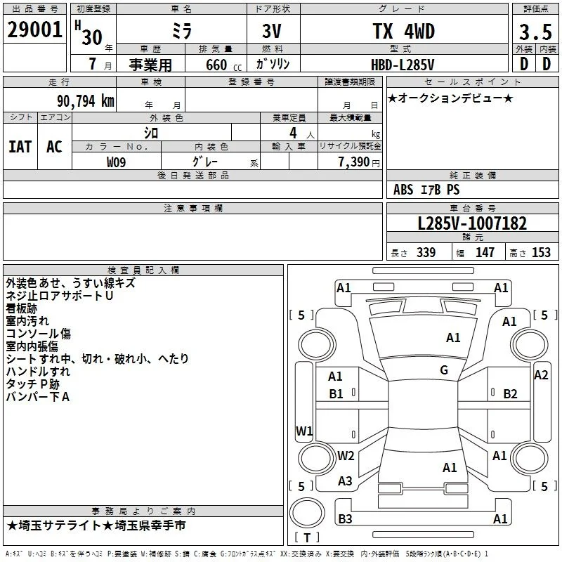 Daihatsu Mira  с аукциона в Японии