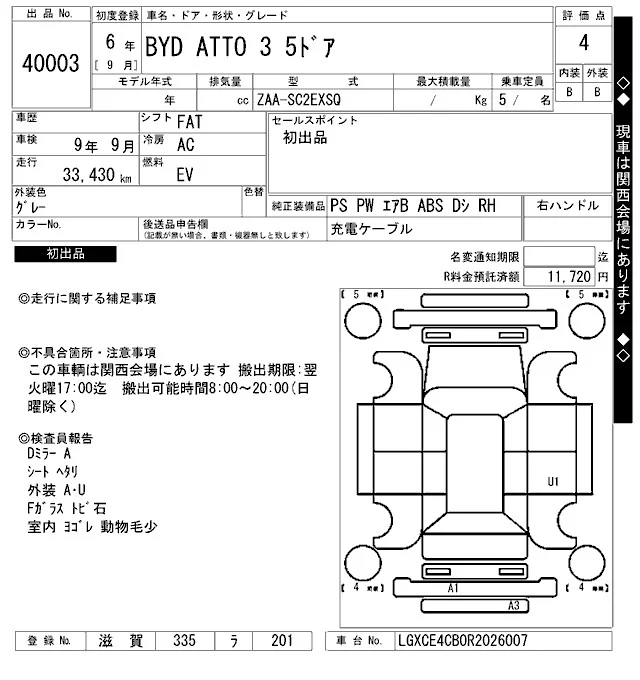 BYD ATTO 3  с аукциона в Японии