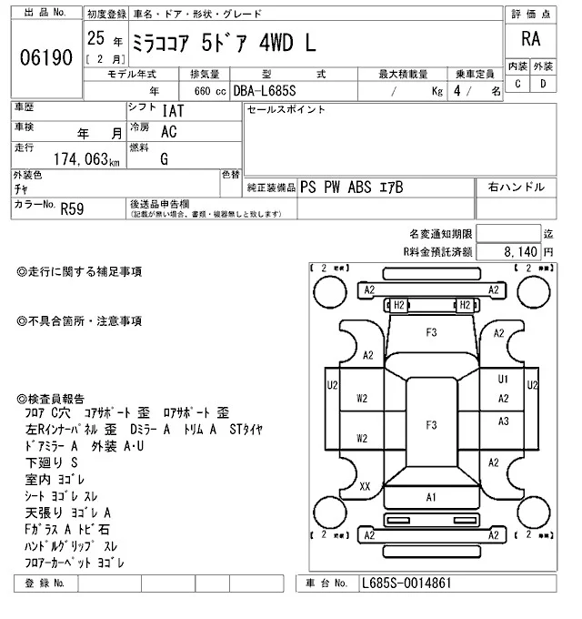 Daihatsu Mira Cocoa  с аукциона в Японии