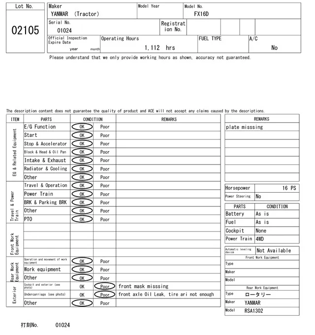 YANMAR FX16D, Не указан — купить с аукциона Японии